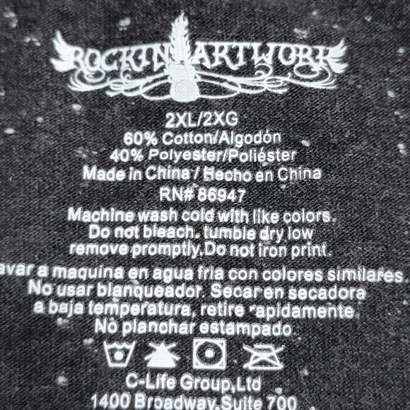 Rockin Artwork LS Baseball Style Unisex Speckled Tee "Jimi Hendrix" - Size 2XL* - Picture 4 of 4